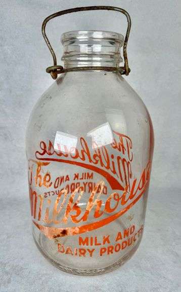 Vintage The Milkhouse Milk and Dairy Products One Gallon 11" Milk Bottle