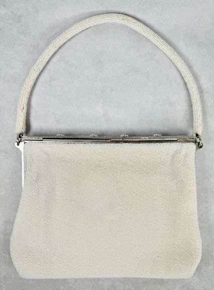 Vintage Made in France Beaded Rhinestone Hand Bag Purse