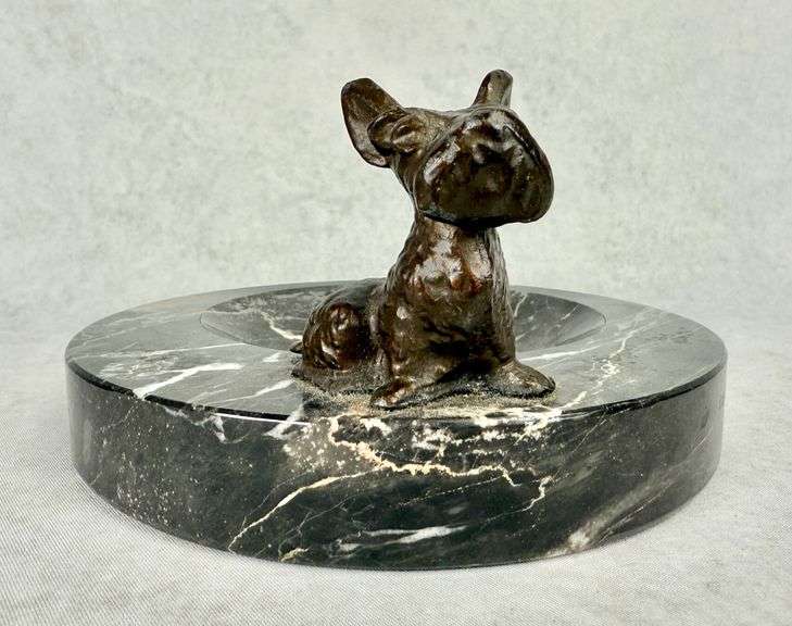 Vintage Black Marble Scottie Dog Bowl/Ashtray