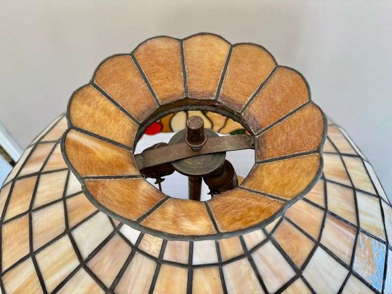 Vintage Slag Stained Glass Fruit Shade Floor Lamp