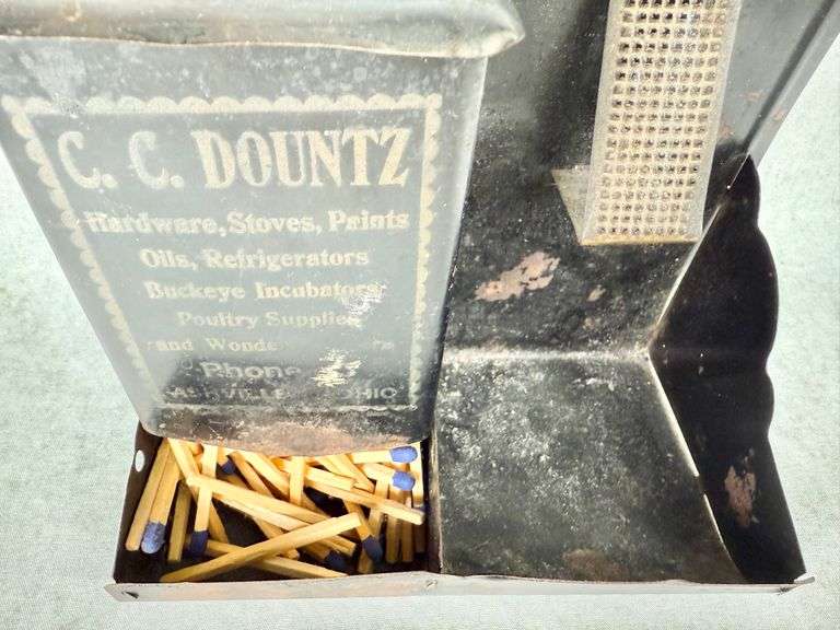 Vintage Ashville, Ohio C.C. Dountz Advertising Hanging Match Safe