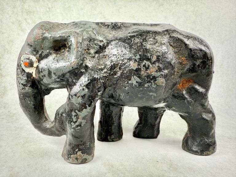 Vintage Cast Iron Elephant Figurine Doorstop