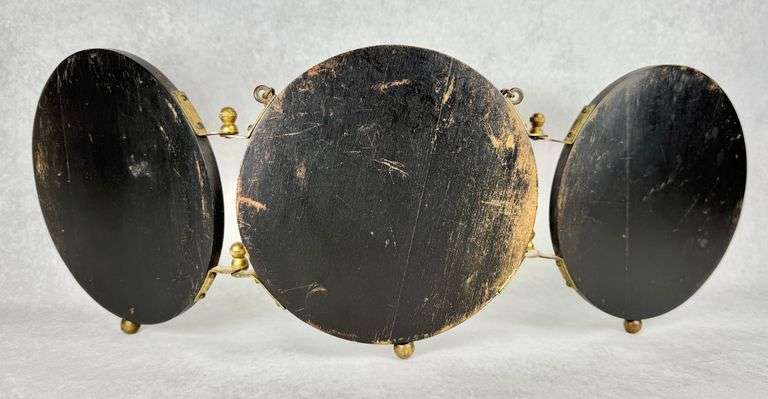 Vintage Tri-Fold Beveled Glass Wood Shaving Mirror