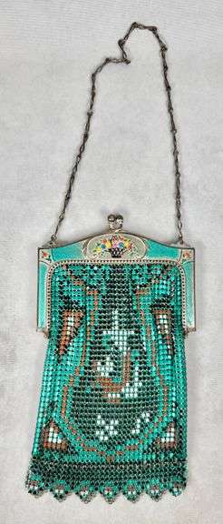 Vintage Whiting & Davis Mesh Enamel Hand Bag Purse