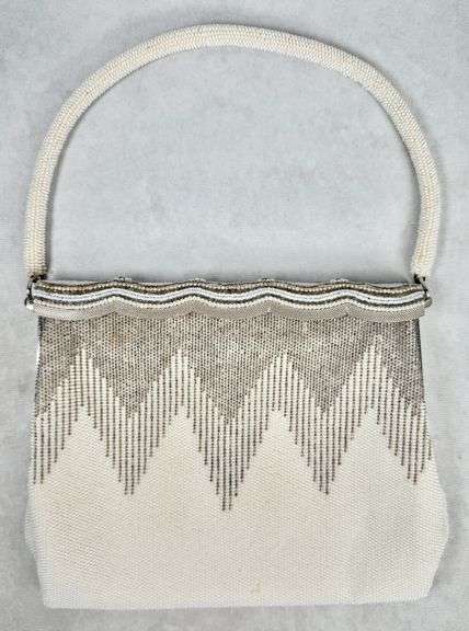 Vintage Made in France Beaded Rhinestone Hand Bag Purse