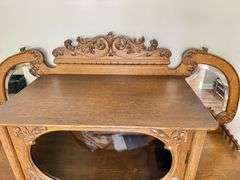 Antique Ornate Carved Victorian Curved Front China Display Cabinet