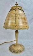 Vintage Edward Miller Cast Iron Slag Glass Lamp