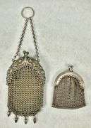 (2) Miniature Art Nouveau Finger Mesh Bags/Change Purses