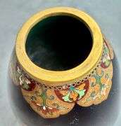 Namikawa Yasuyuki Kyoto Japanese Cloisonne Enamel Butterfly Jar Bottle with Lid