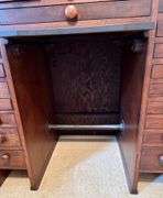 Antique Watchmaker's Bench/Table with Hanging Shelf & Vitek Stool