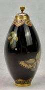 Namikawa Yasuyuki Kyoto Japanese Cloisonne Enamel Butterfly Jar Bottle with Lid