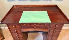 Antique Watchmaker's Bench/Table with Hanging Shelf & Vitek Stool