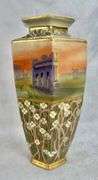 Large Antique Hand Painted Nippon Scenic Desert Vase