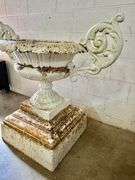 Antique Victorian Massive Cast Iron Urn Garden Planter