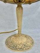 Vintage Edward Miller Cast Iron Slag Glass Lamp