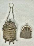 (2) Miniature Art Nouveau Finger Mesh Bags/Change Purses