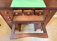 Antique Watchmaker's Bench/Table with Hanging Shelf & Vitek Stool
