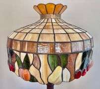 Vintage Slag Stained Glass Fruit Shade Floor Lamp