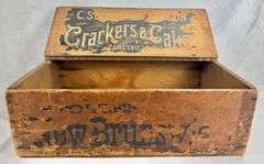 Vintage New Brunswick Zanesville Crackers & Cakes C. Stolzenbach & Son Lidded Wood Crate