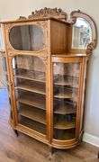 Antique Ornate Carved Victorian Curved Front China Display Cabinet