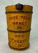 Vintage John Wright Save Your Money and Freeze It North Pole Bank Cast Iron Ice Cream Freezer