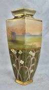 Large Antique Hand Painted Nippon Scenic Desert Vase