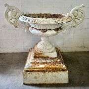 Antique Victorian Massive Cast Iron Urn Garden Planter