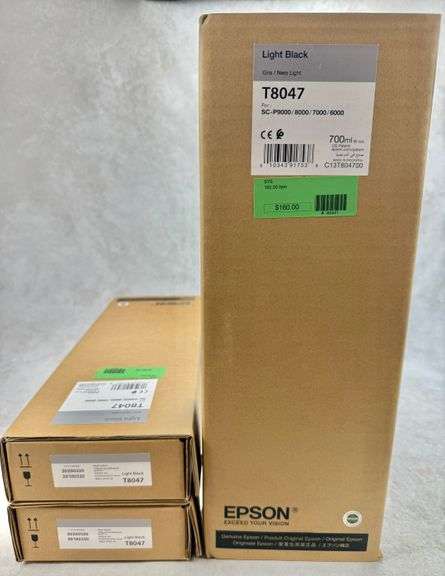 (3) SEALED Epson T8047 Light Black Ink Cartridges 700ml SC-P9000 8000 7000 6000 2017 2020
