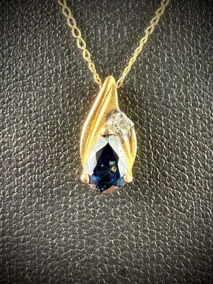 14K Gold Sapphire & Diamond Necklace