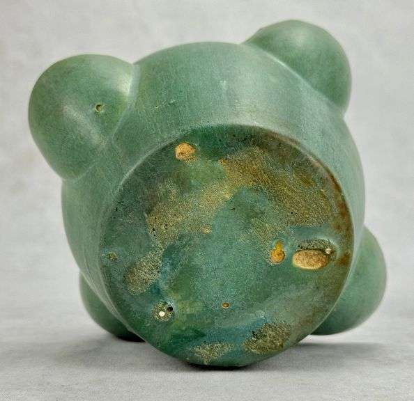 Green Pottery Strawberry/Hens & Chickens Pot