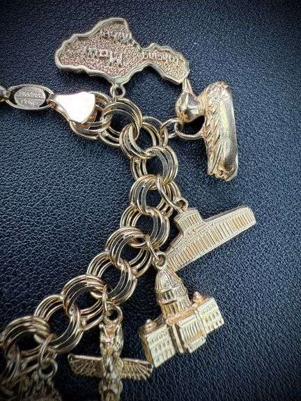 14K Yellow Gold Charm Bracelet w/ 18 Gold Charms