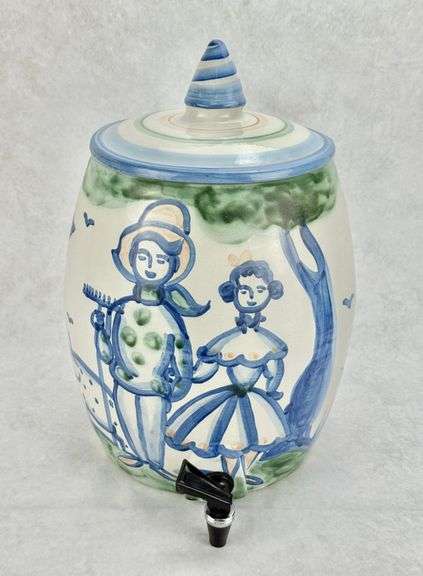 M.A. Hadley Pottery Large Drink Beverage Dispenser with Warming Base