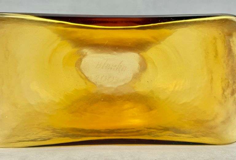 Blenko 2003 Amber Double Spout Water Bottle