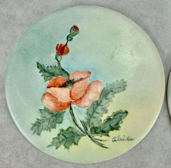 (2) Wheeling Pottery Floral Trivets Aleida