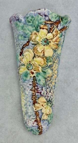 Large Weller Pottery Silvertone Wall Pocket