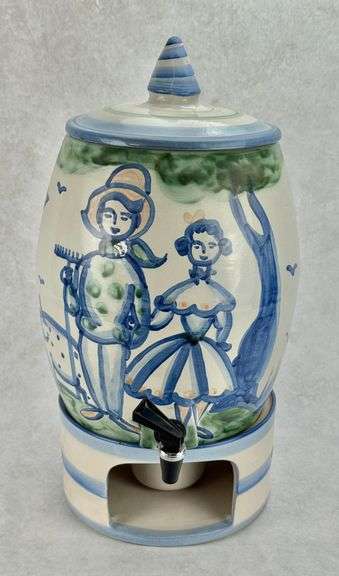 M.A. Hadley Pottery Large Drink Beverage Dispenser with Warming Base