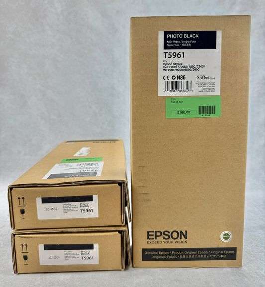 (3) SEALED Epson T5961 350ml Photo Black Ink Cartridges Pro 7700 7700M 7890 7900 WT7900 9700 9890 99
