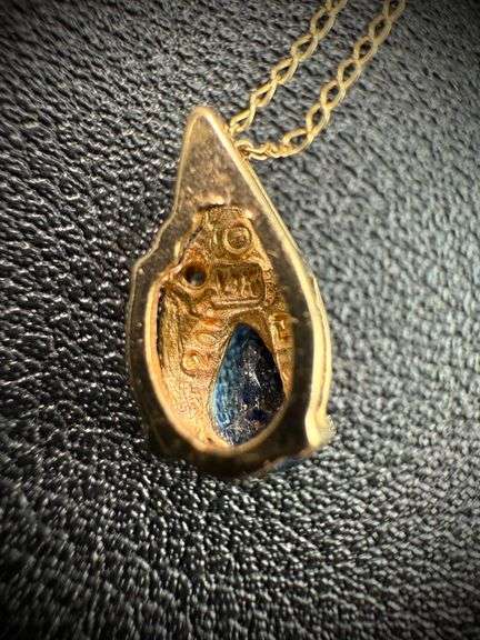 14K Gold Sapphire & Diamond Necklace