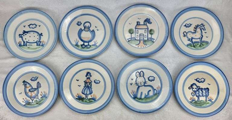 M.A. Hadley Pottery (8) Dinner Plates