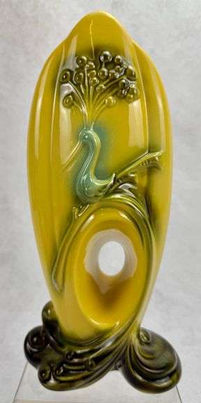 Hull Pottery Peacock Vase & Pink Leaf Dish 78 & 73