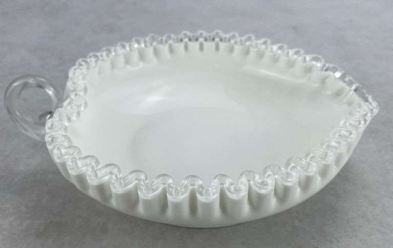 Fenton Milk Glass Silvercrest Heart Shaped Dish Nappy