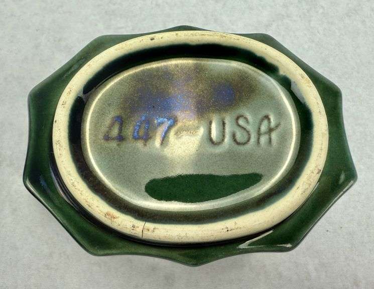 (3) Hull Pottery Green Drip Glaze Planters/Bowls