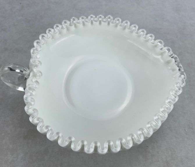 Fenton Milk Glass Silvercrest Heart Shaped Dish Nappy