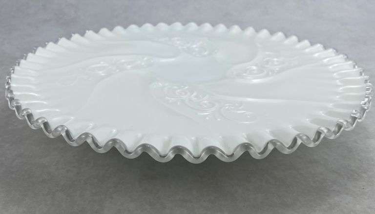 Fenton Milk Glass Silvercrest Cake Plate Stand