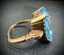Yellow Gold Filigree & Large Blue Stone Ring
