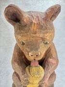 Large Solid Wood Folk Art Hand Carved Chainsaw Bear Eating Honey C. Wilson 1974