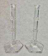 Pair Tiffany & Co Windham 11" Lead Crystal Candleholders