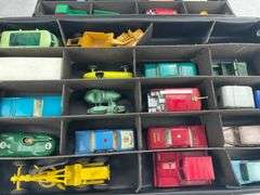 Vintage Car Carrying Case & 34 Lesney Cars