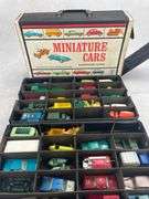 Vintage Car Carrying Case & 34 Lesney Cars