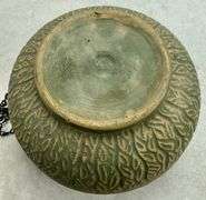 Vintage Pottery Green Hanging Basket Planter